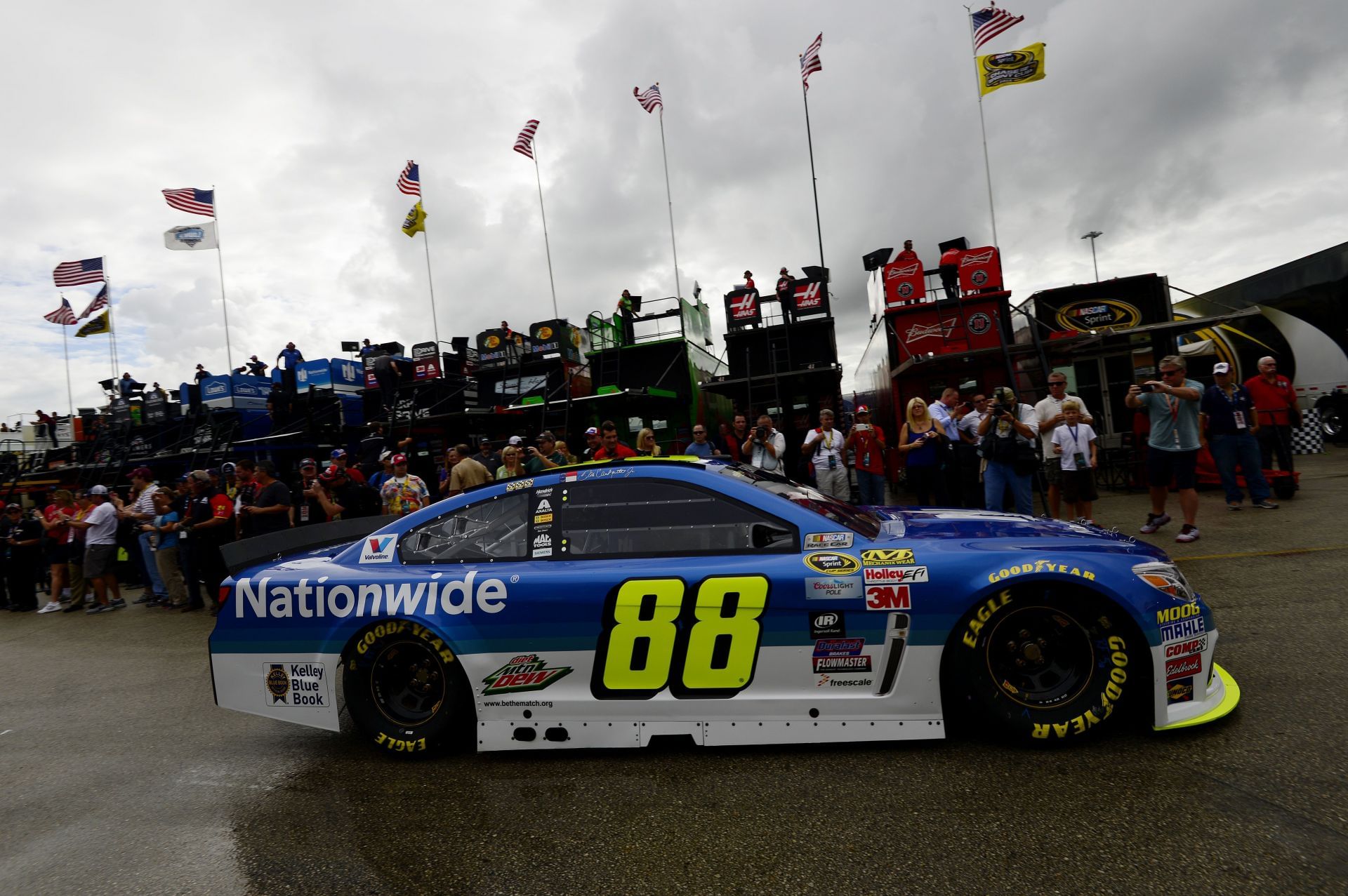 Dale Earnhardt Jr., driver of the #88 Nationwide Chevrolet, drives through the garage area during practice for the NASCAR Sprint Cup Series Ford EcoBoost 400 at Homestead-Miami Speedway - Source: Getty