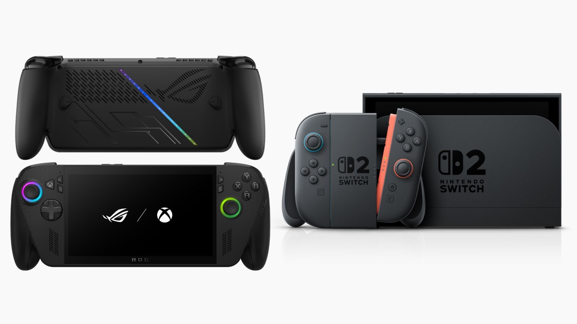 The Xbox handheld is bulkier compared to the Switch 2 (Image via Asus, Nintendo)
