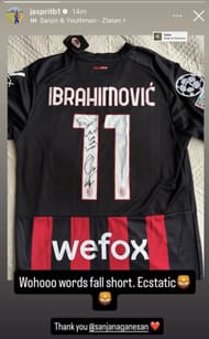 Jasprit Bumrah receives signed jersey from Zlatan Ibrahimovic (Image via Instagram-@Jaspritb1)