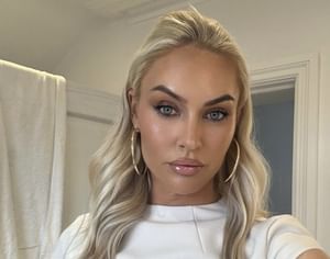 Charley Hull rocks beige dress in BTS look at latest shoot