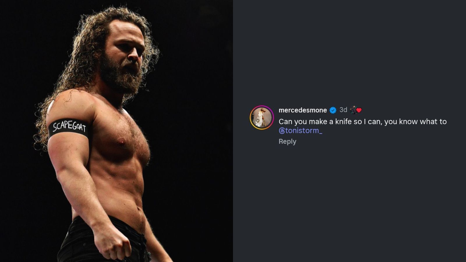 Mercedes Mone&#039;s comment on Jack Perry&#039;s post [Images via Perry&#039;s Instagram account]