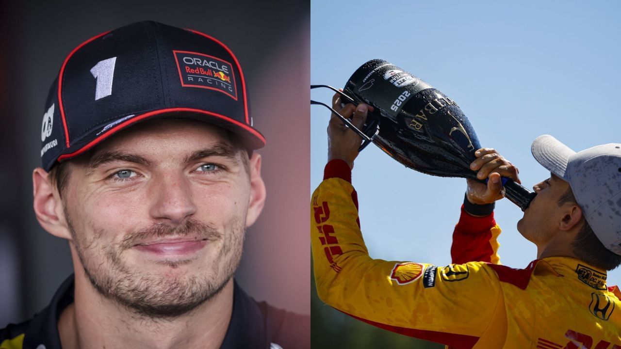 (L): Max Verstappen of Red Bull; (R): Alex Palou of IndyCar 