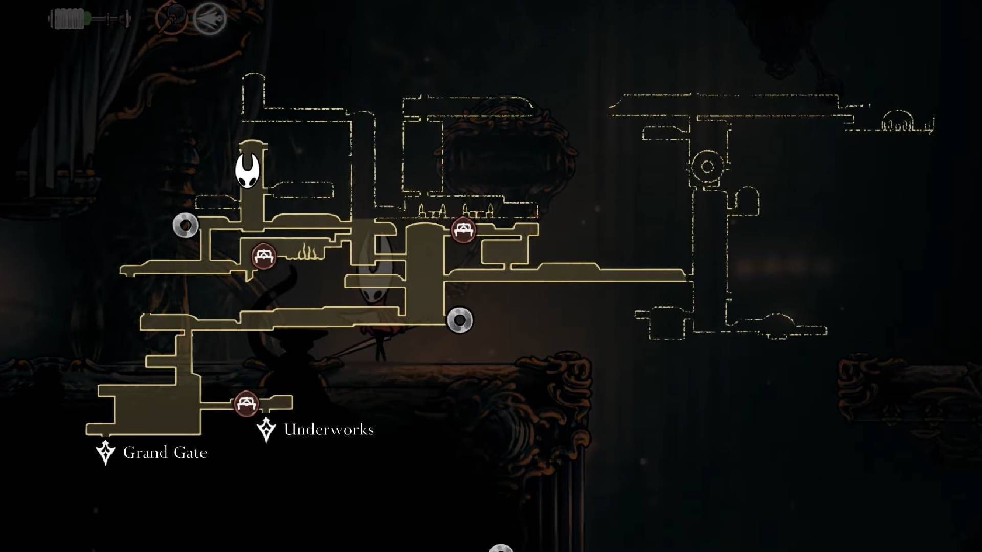 Location of the first Cogwork Heart Piece (Image via Team Cherry || YouTube/@Game Guides Channel)