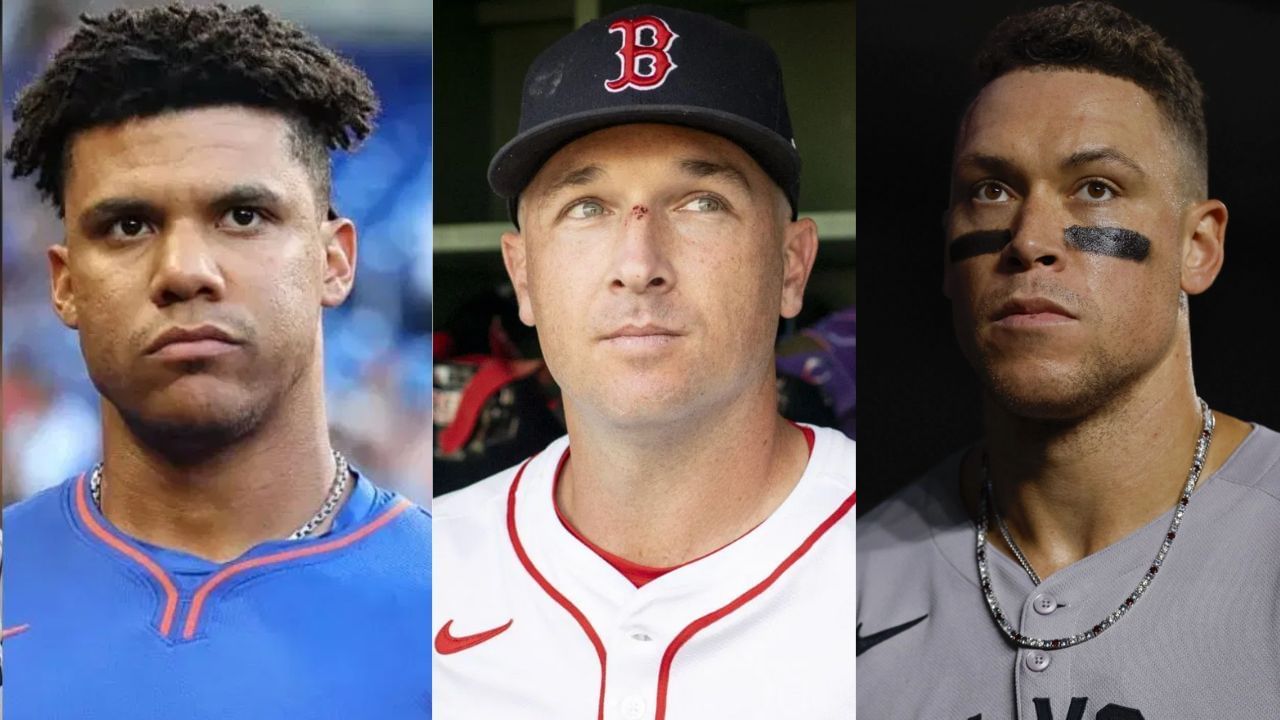 (Left to Right) Juan Soto of the New York Mets, Alex Bregman of the Boston Red Sox, Aaron Judge of the New York Yankees (Images from - Getty)