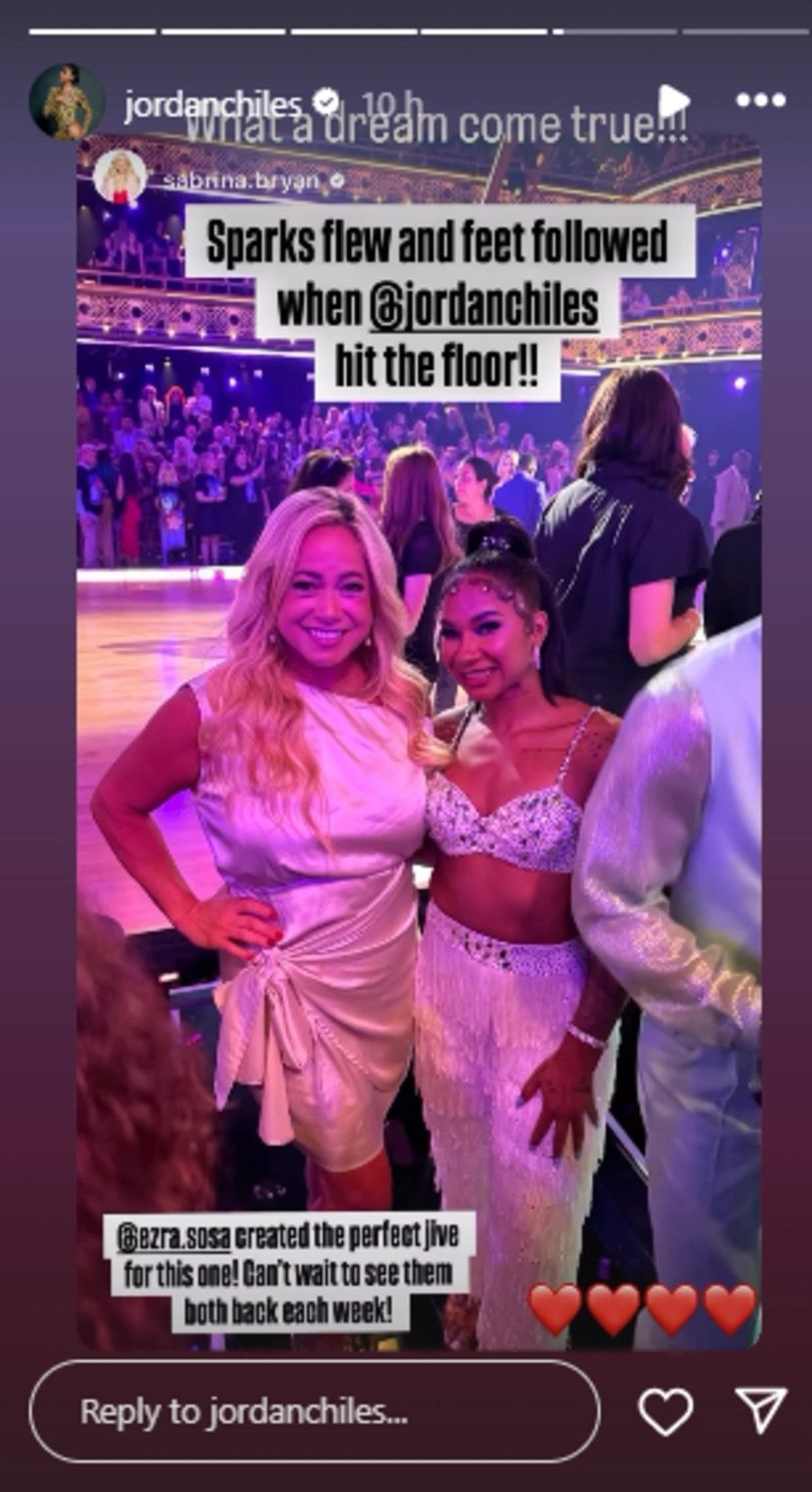 Screenshot of Chiles&#039; Instagram story.