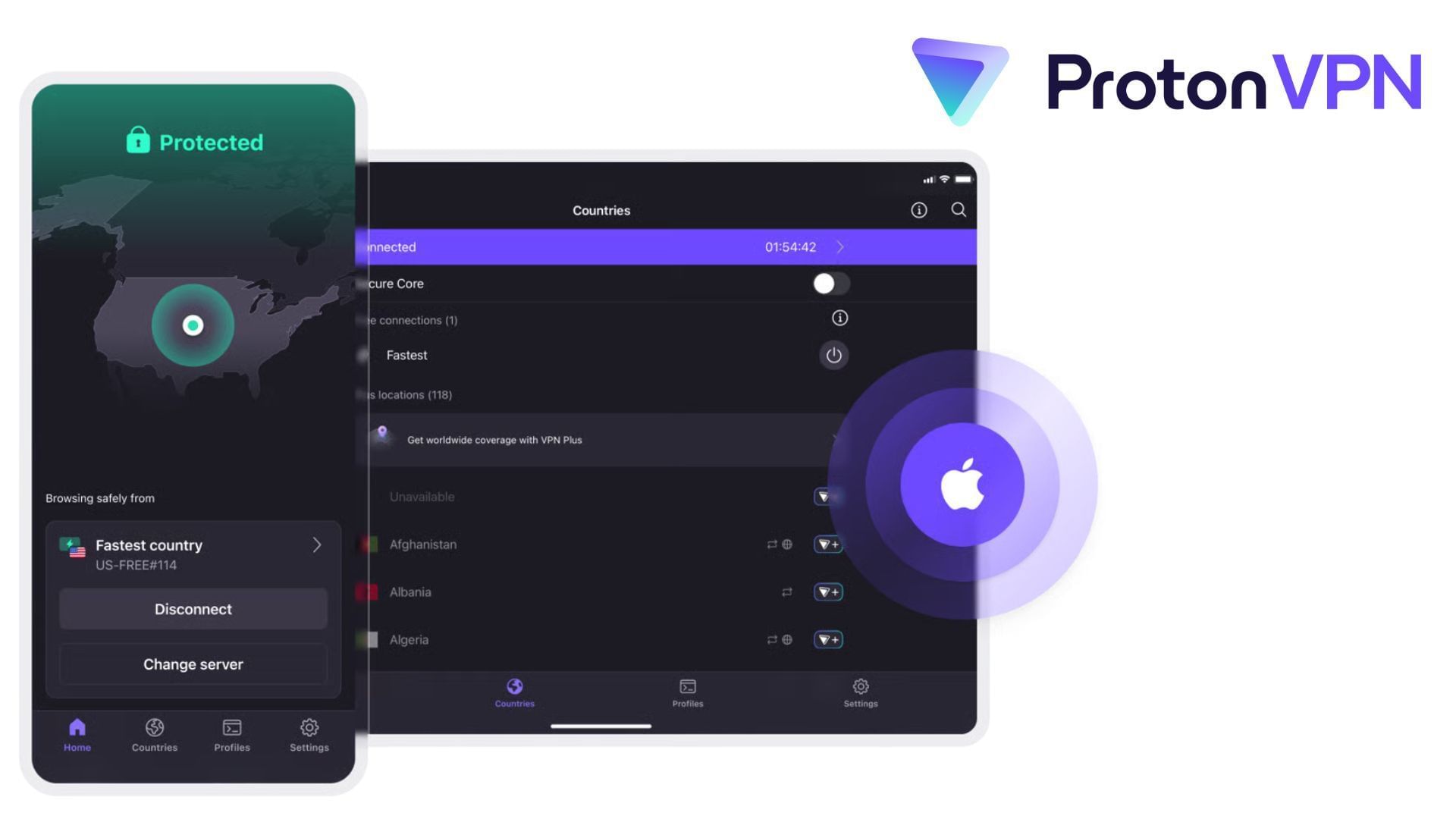 Proton VPN is one of the best free VPNs for Apple iPhone overall (Image via ProtonVPN)