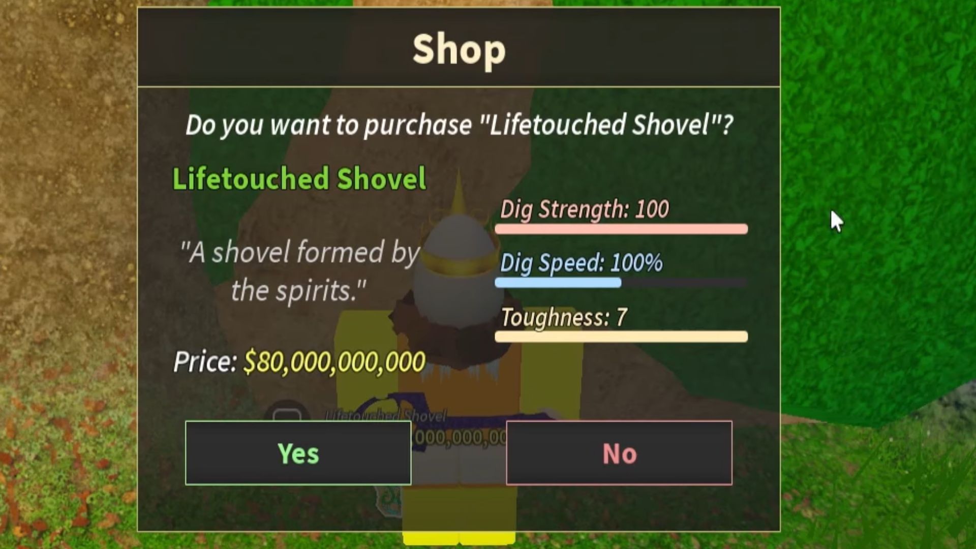The Lifetouched Shovel (Image via Roblox)