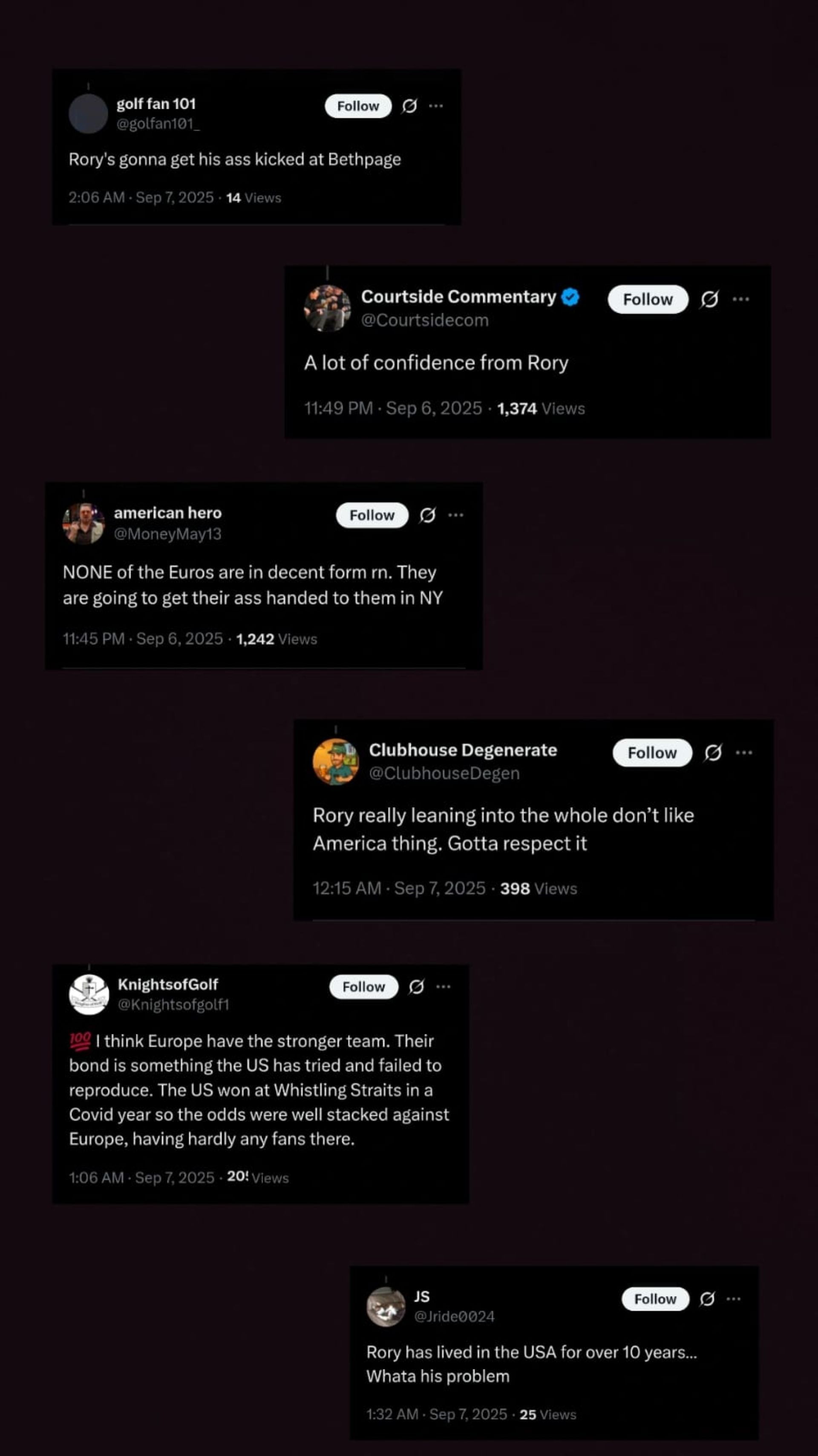 A screenshot of Fan reactions on NUCLR Golf&#039;s post (via X).