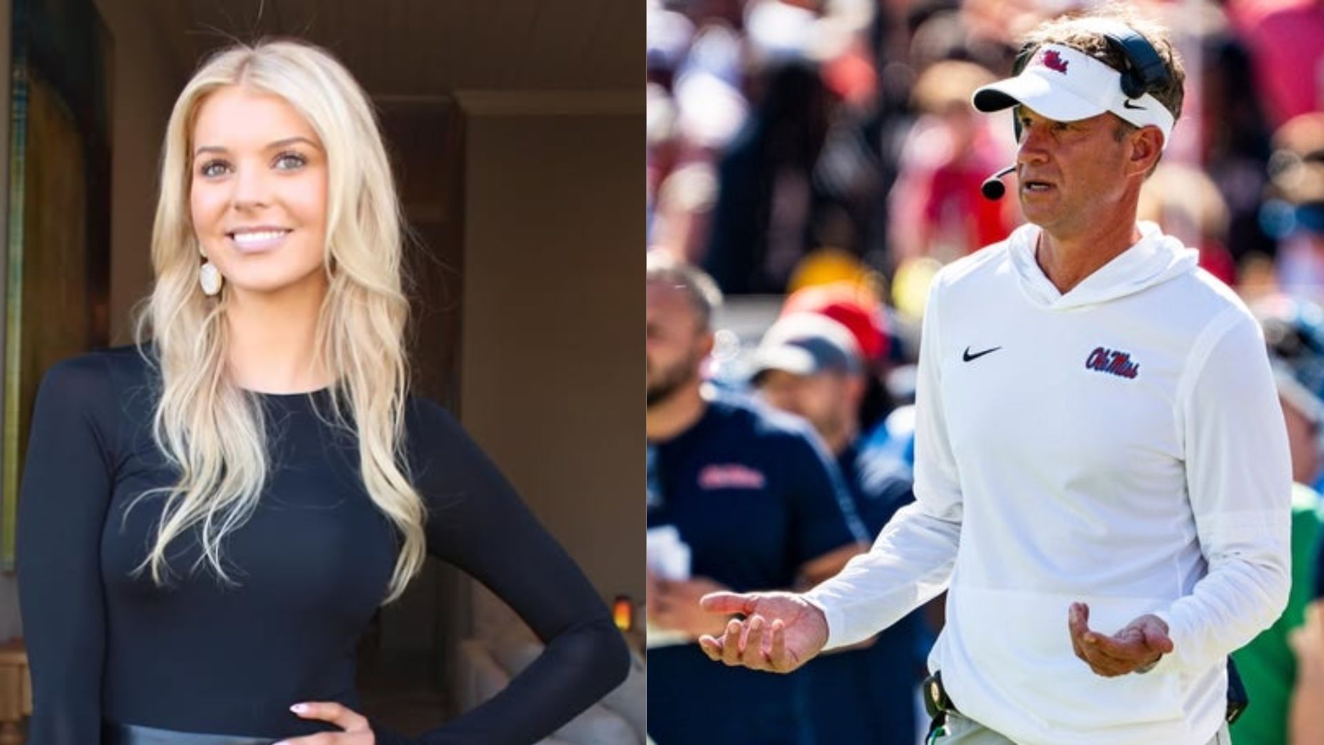 Landry Kiffin (left) and Ole Miss coach Lane Kiffin (right) (Image Sources: @landrykiffin/Instagram and IMAGN)