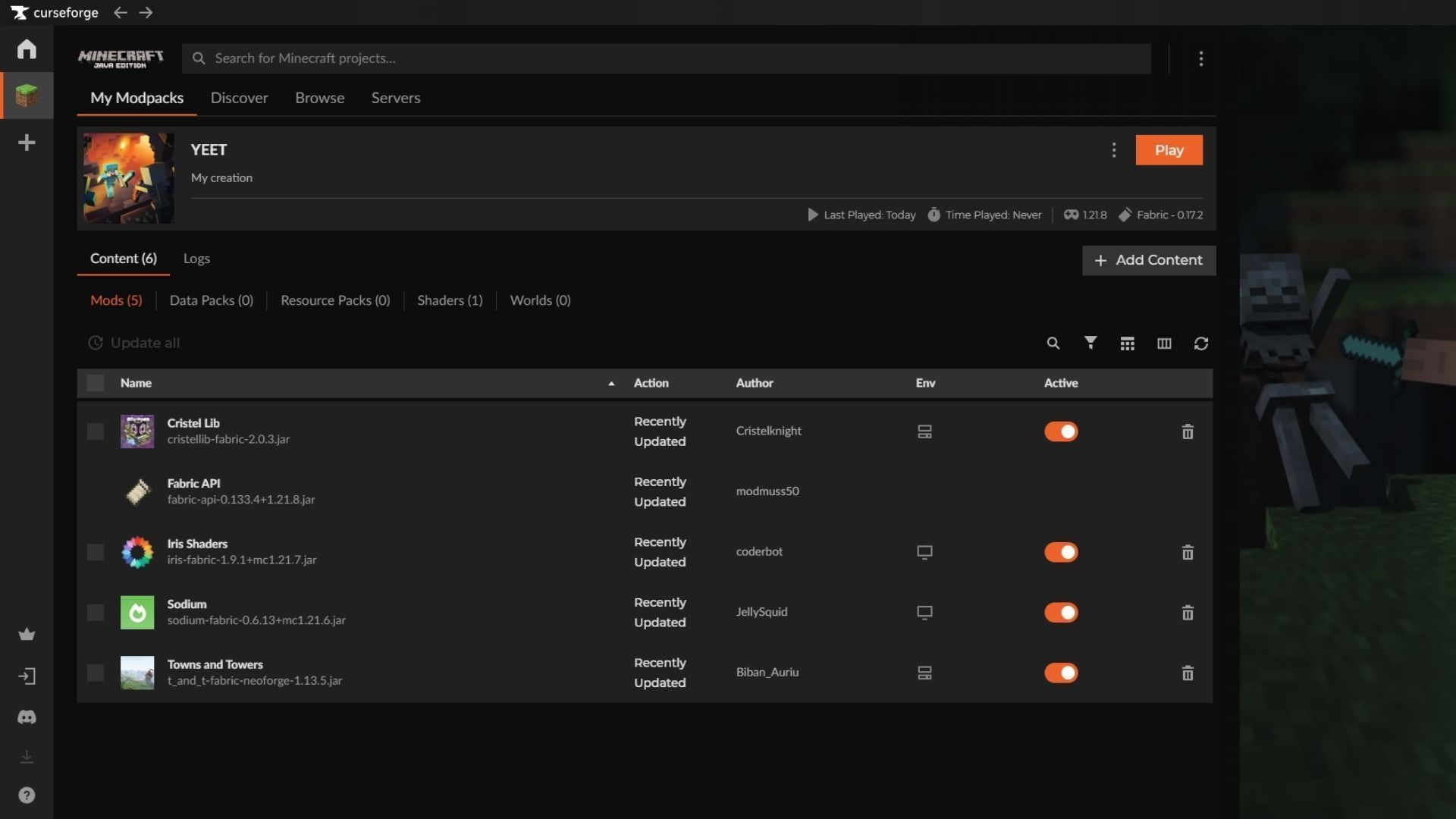 Use a CORSEFORGE launcher to download and install Minecraft Towns and Towers Mod (image via SPORTSKEEDA || Mojang Studios/biban_auriu)
