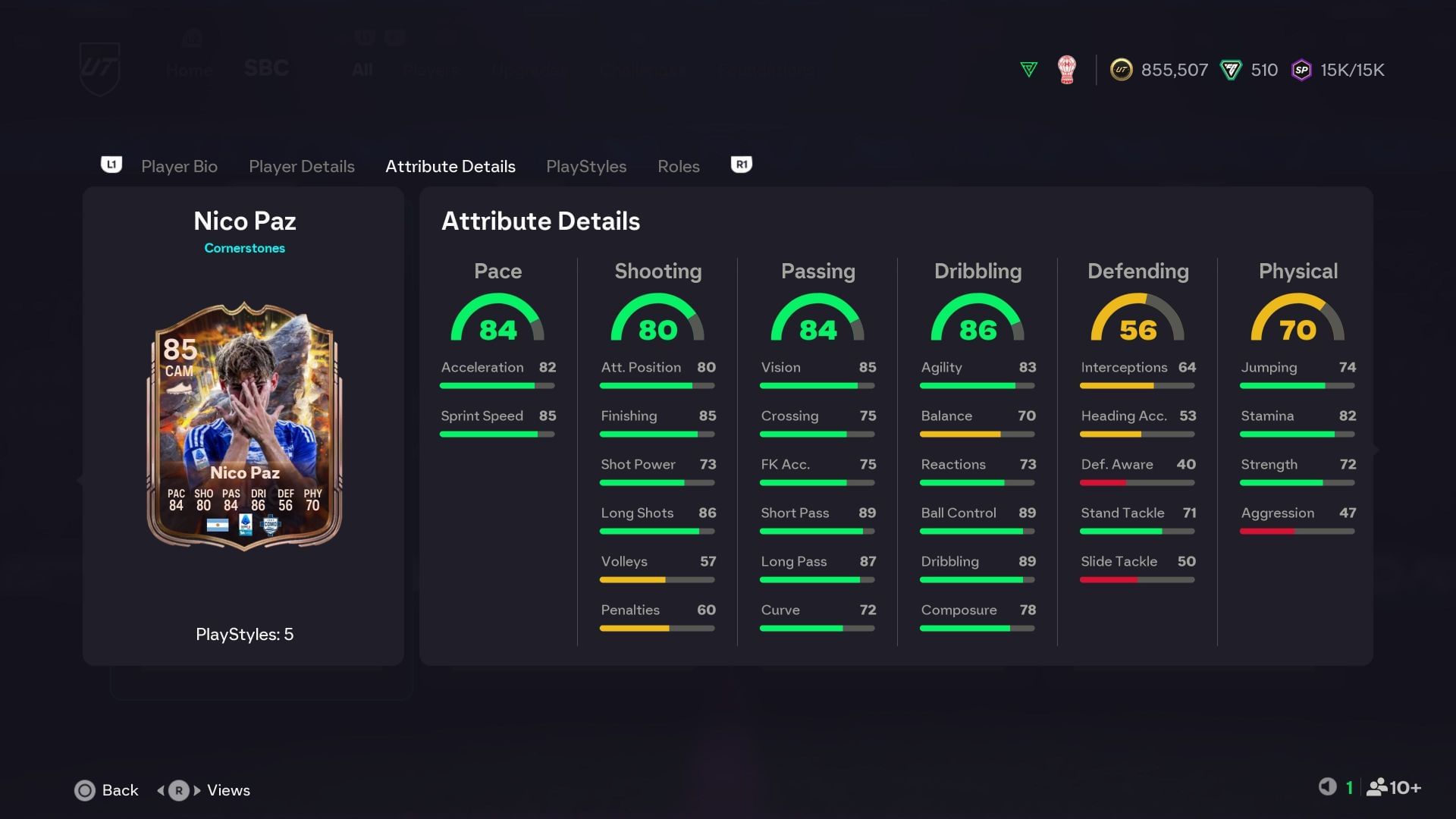 The stats (Image via EA Sports)