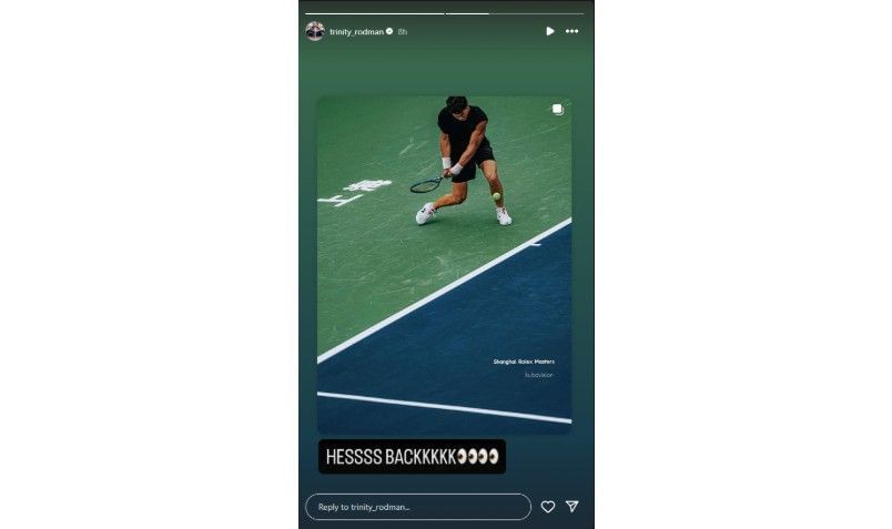 Screenshot of Trinity Rodman&#039;s Instagram story | Source: IG/trinity_rodman