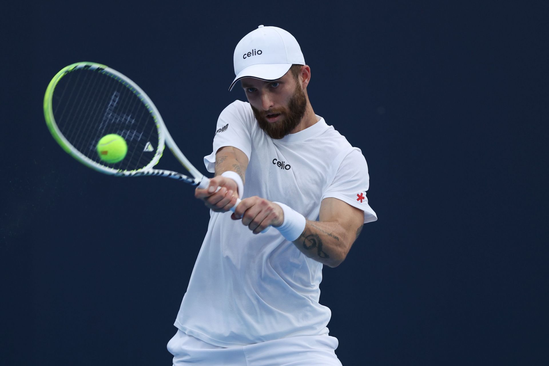 Corentin Moutet hits a backhand | Image Source: Getty