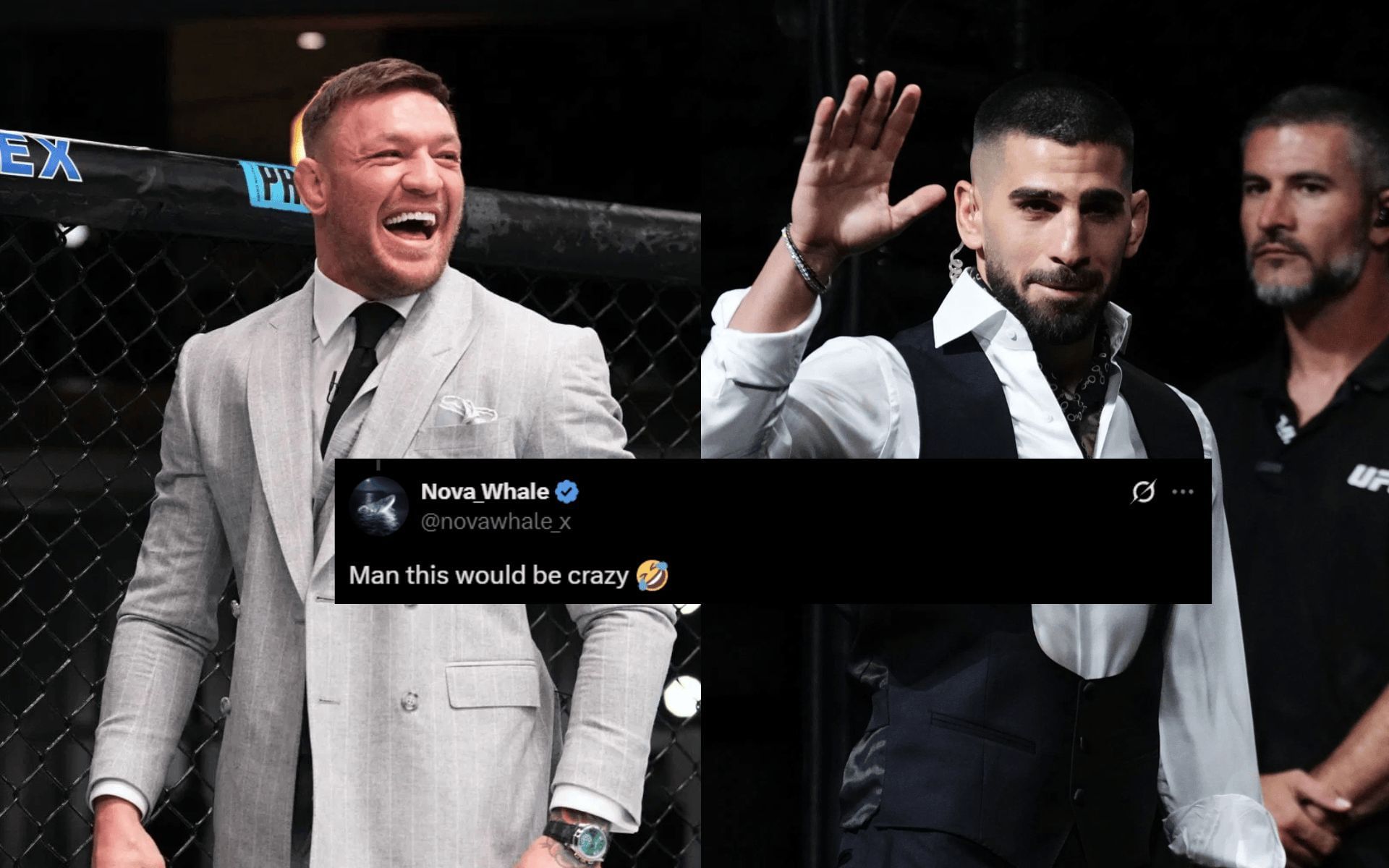 Fans react to rumors of Ilia Topuria (right) being Conor McGregor