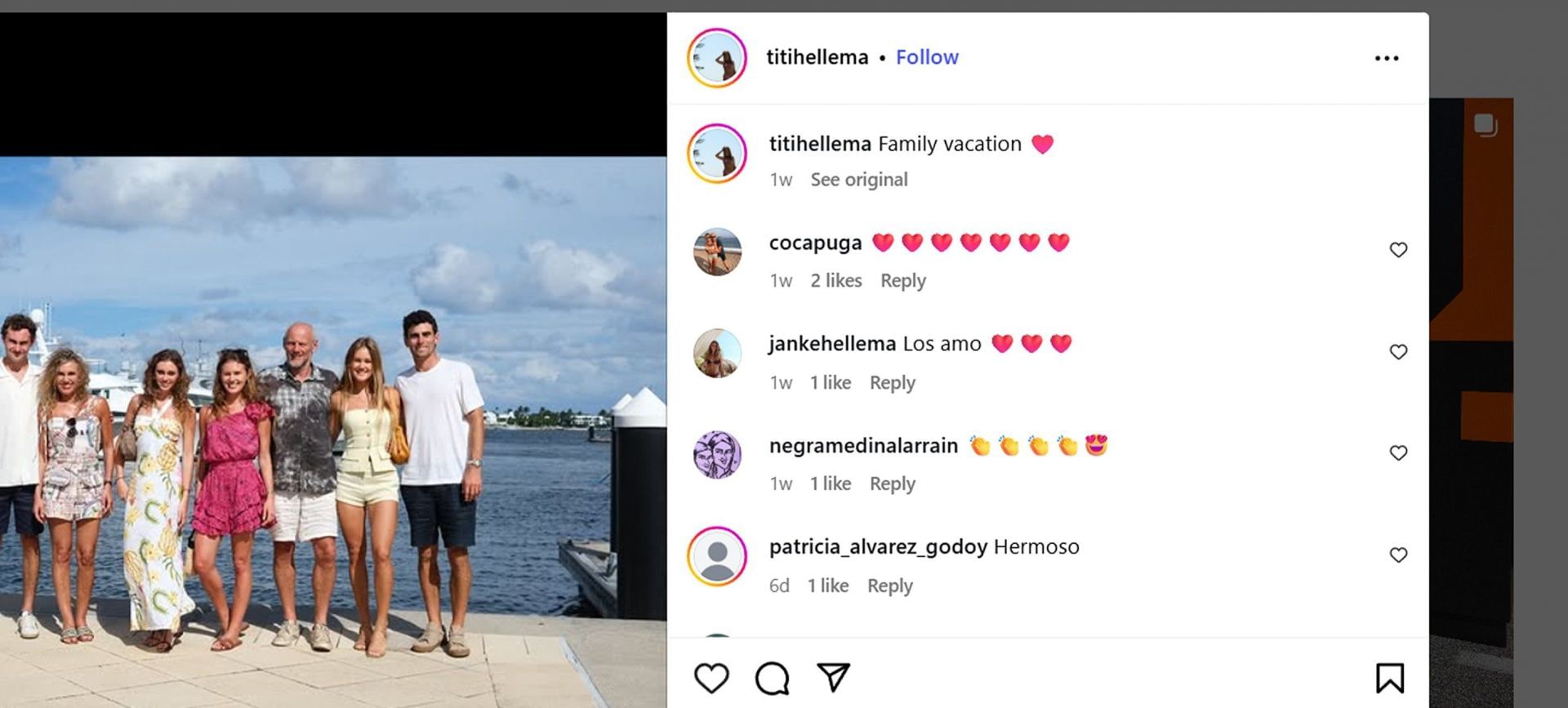 Joaquin Niemann&#039;s wife post /@titihellema