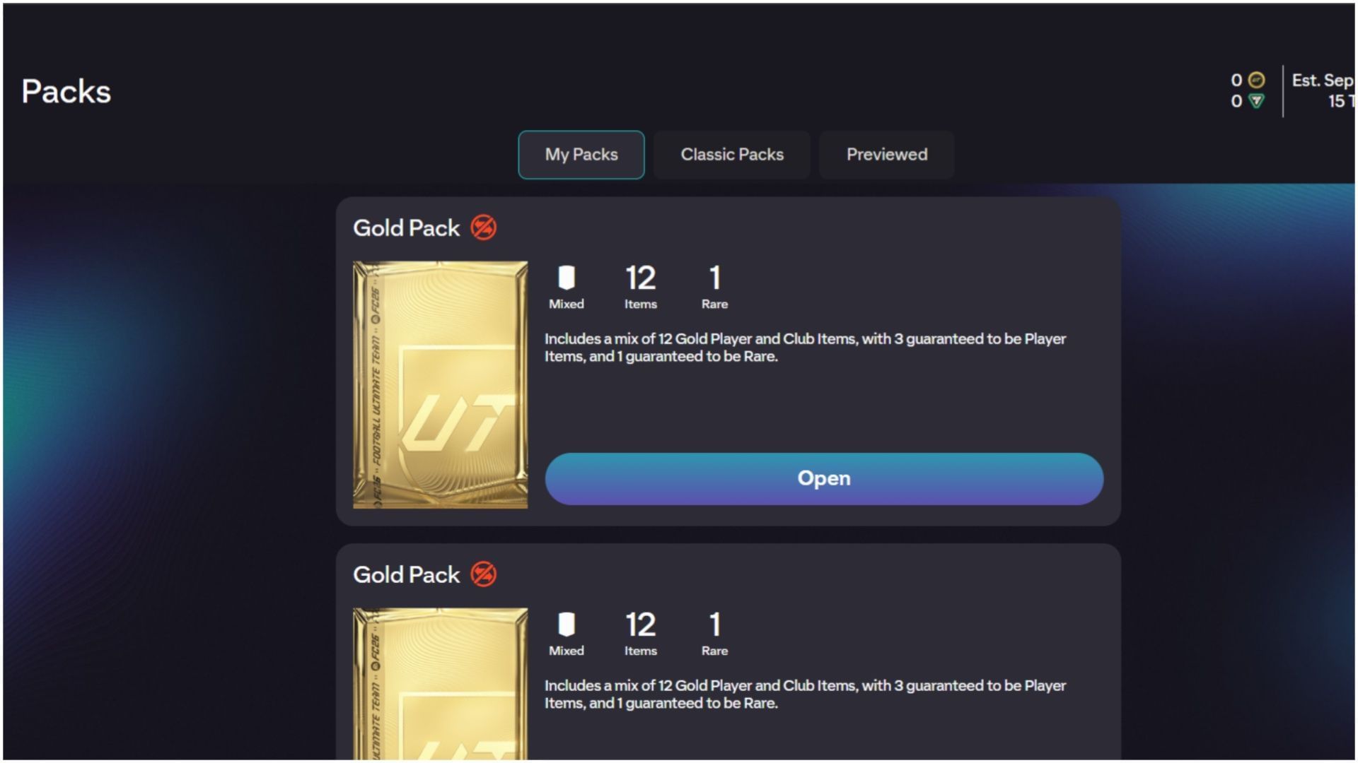 Welcome Back packs (Image via EA Sports)