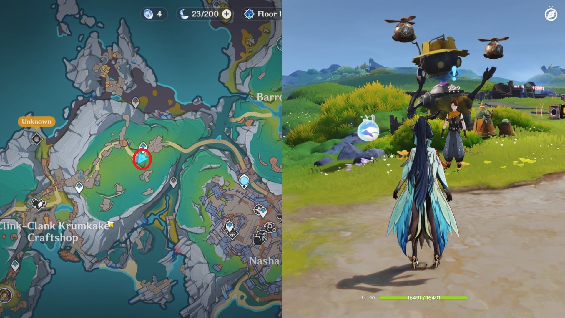 Talk to Vaino in Northern Training Grounds (Image via HoYoverse)