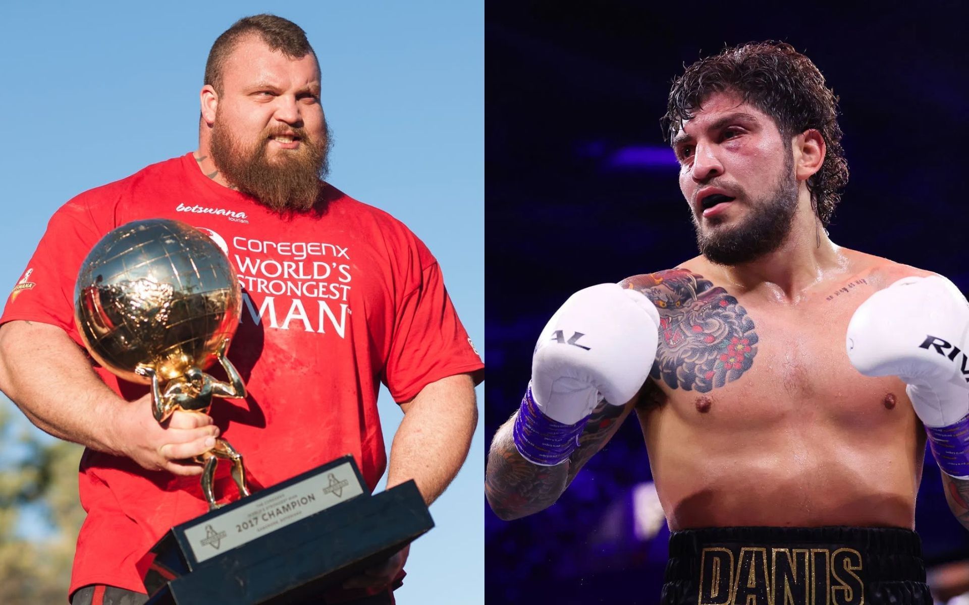 Eddie Hall (left) wants to fight Dillon Danis (right). [Images courtesy: @eddiehallwsm on Instagram and Getty]