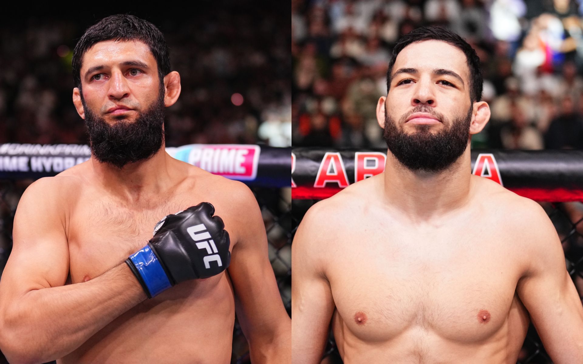 MMA journalist discusses Nassourdine Imavov (right) getting a potential title shot against Khamzat Chimaev (left). [Images courtesy: Getty Images]  