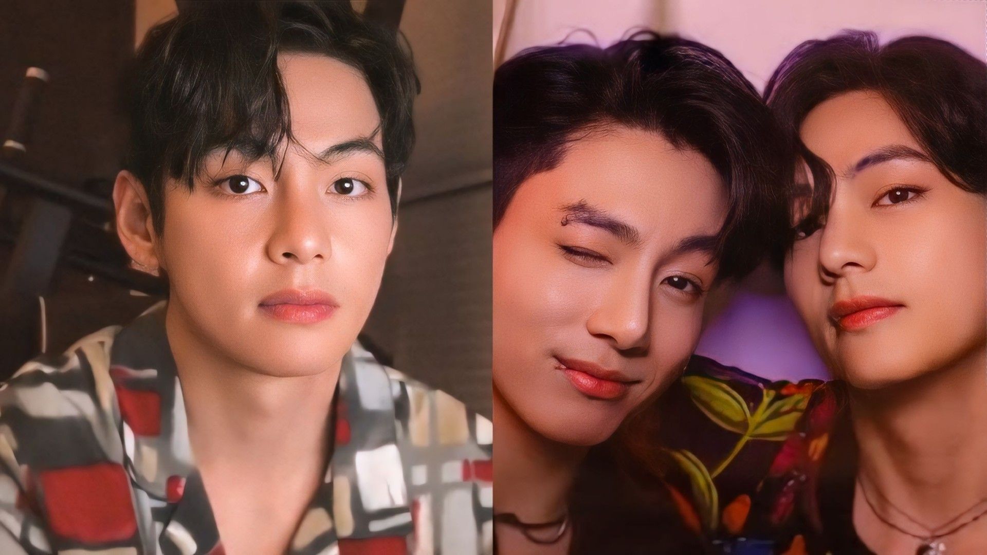 Taehyung in live (Image via Weverse/BTS and Instagram/@thv)