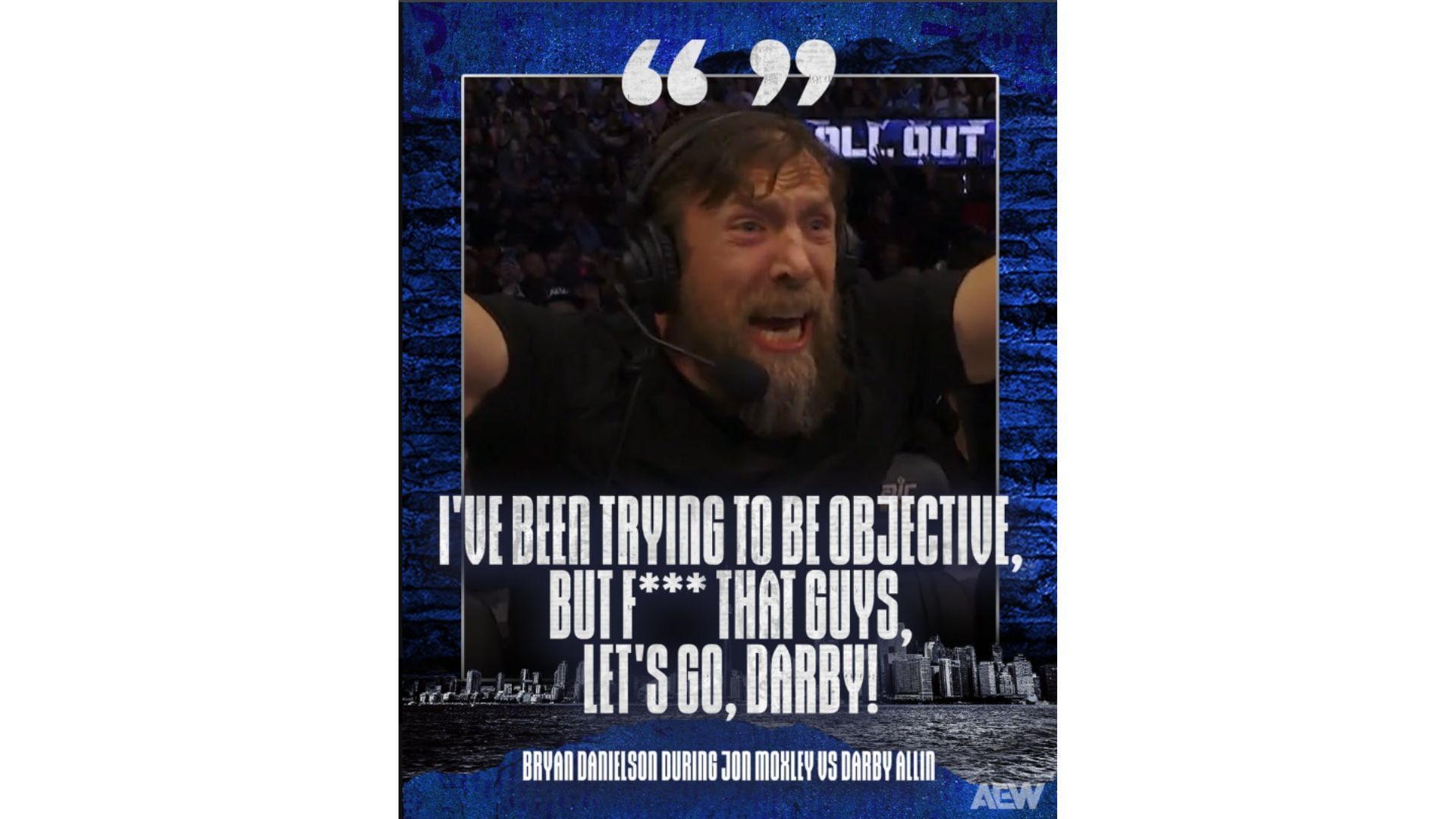 Former WWE superstar Bryan Danielson on commentary at AEW All Out : Toronto [Source : AEW on X]