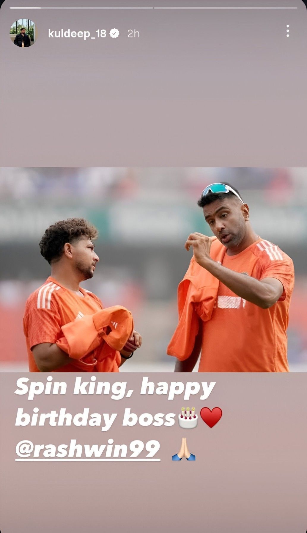 Screenshot of Kuldeep Yadav&#039;s Instagram story.
