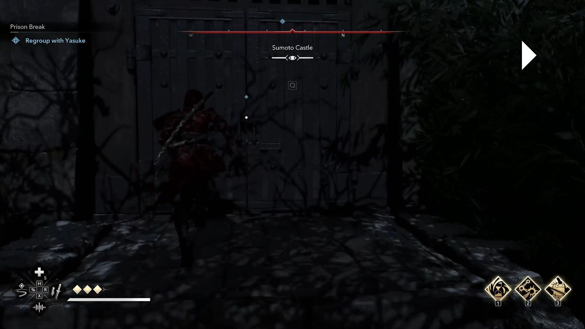 Open the castle door to regroup with Yasuke (Image via Ubisoft)