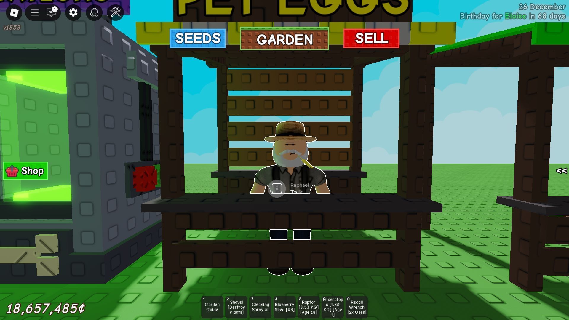 Raphael, the Egg Shop NPC (Image via Roblox)