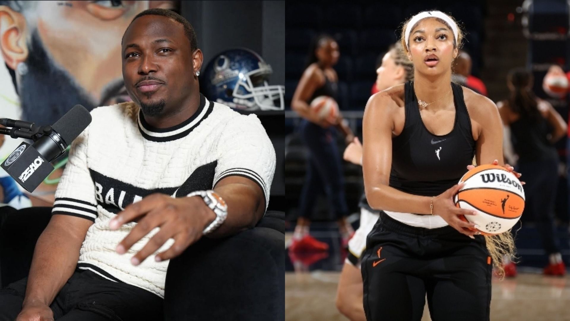 An image of LeSean McCoy and Angel Reese