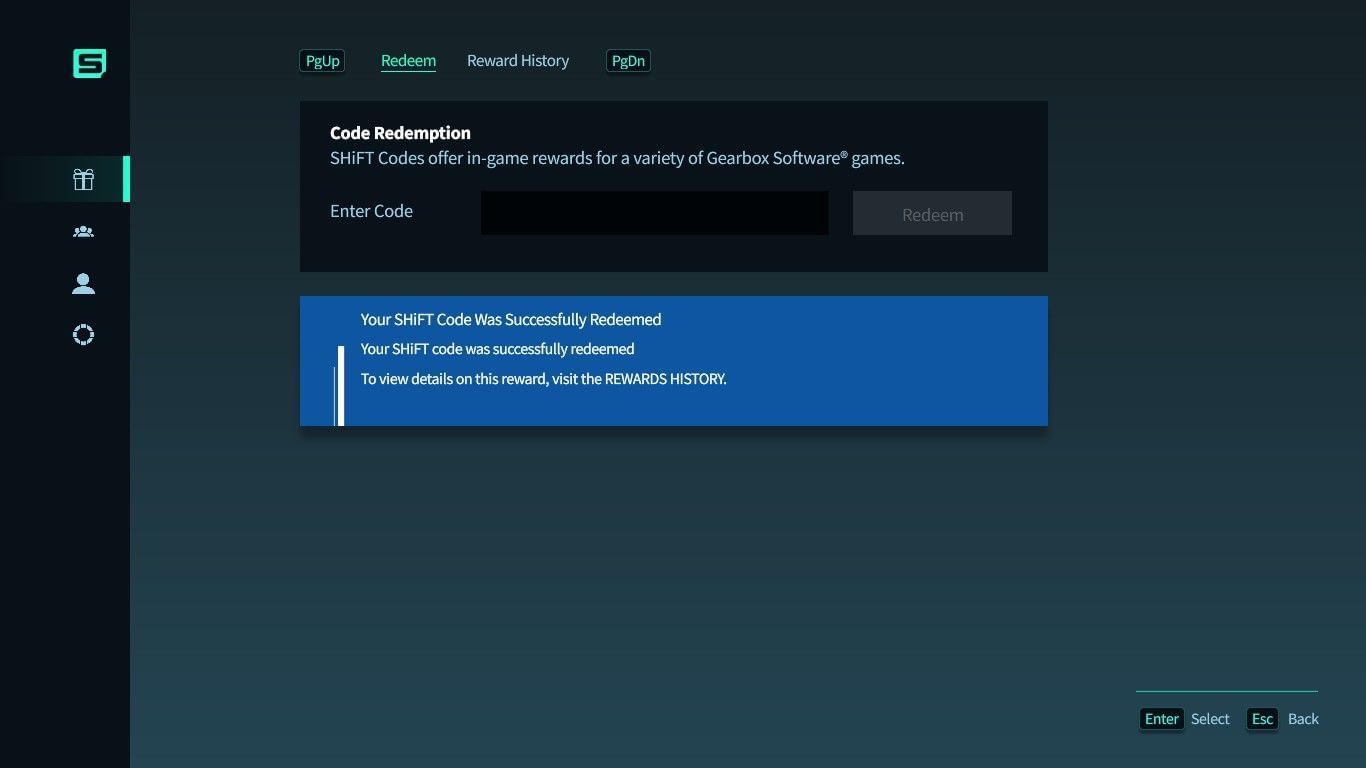 Shift codes can also be entered in-game (Image via 2K)