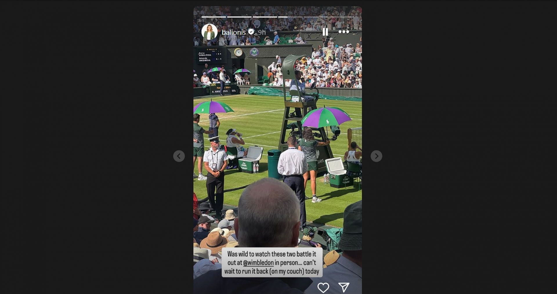 Amanda Balionis &lsquo;can&rsquo;t wait&rsquo; to rewatch &lsquo;wild&rsquo; Wimbledon match on her couch/@balionis