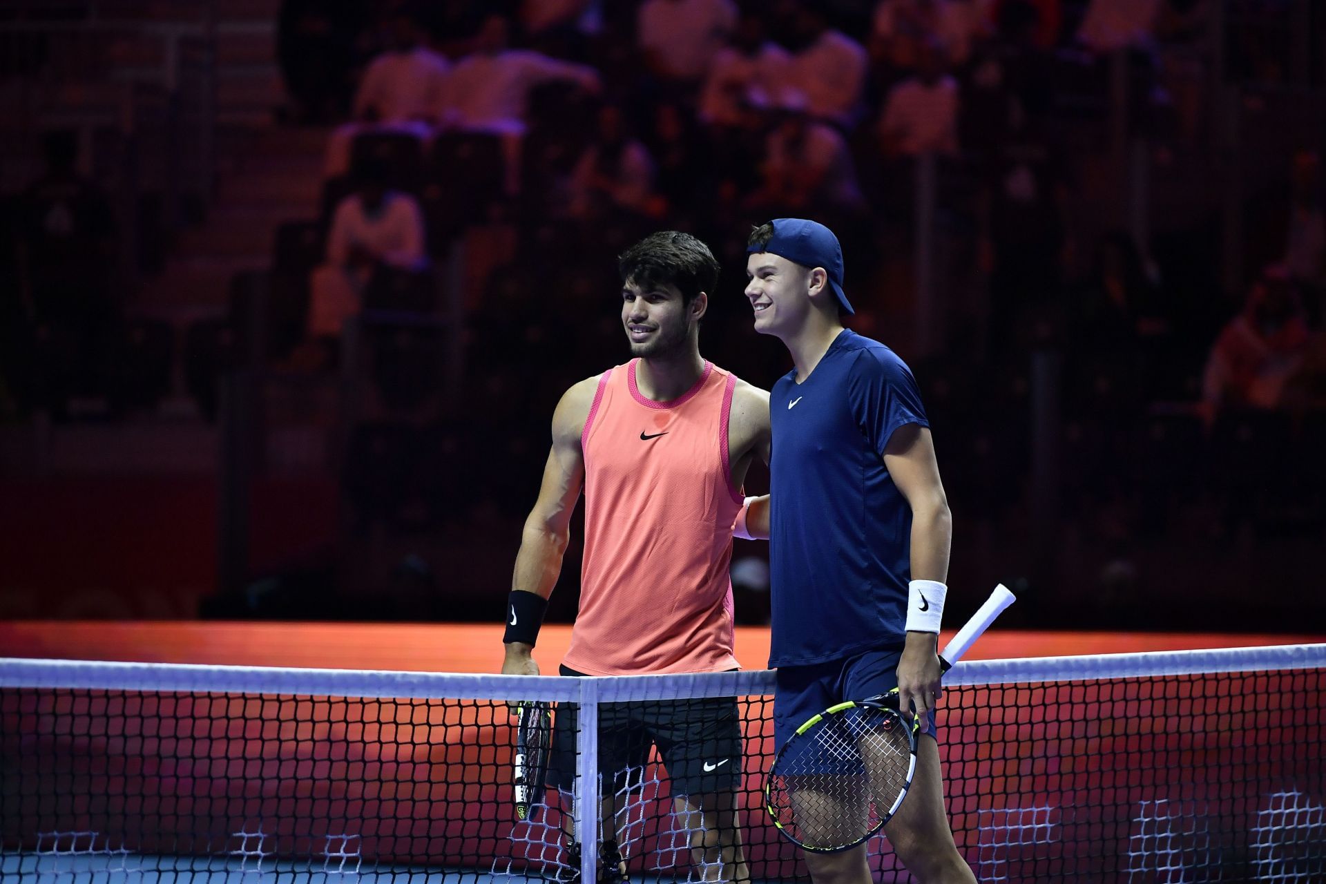 Carlos Alcaraz (left) and Holger Rune (right) at the 2024 Six Kings Slam (Source: Getty)