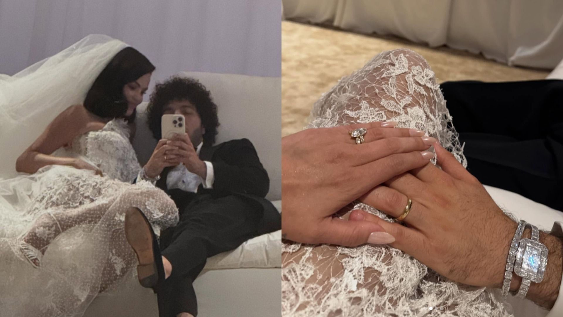 Benny Blanco and Selena Gomez in their wedding outfits