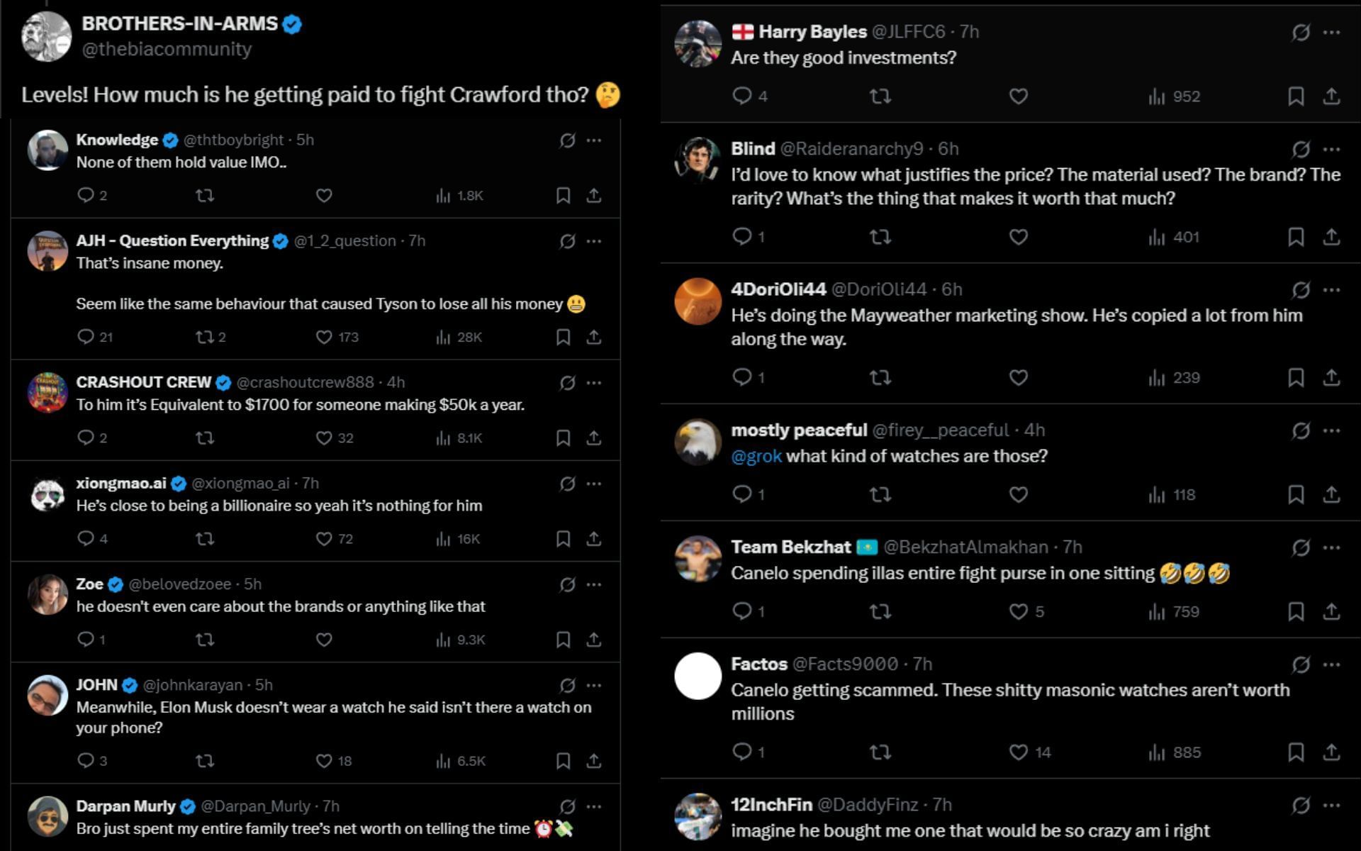 Fans react to Canelo Alvarez&#039;s expensive purchase. [Screenshots courtesy: @HappyPunch on X]