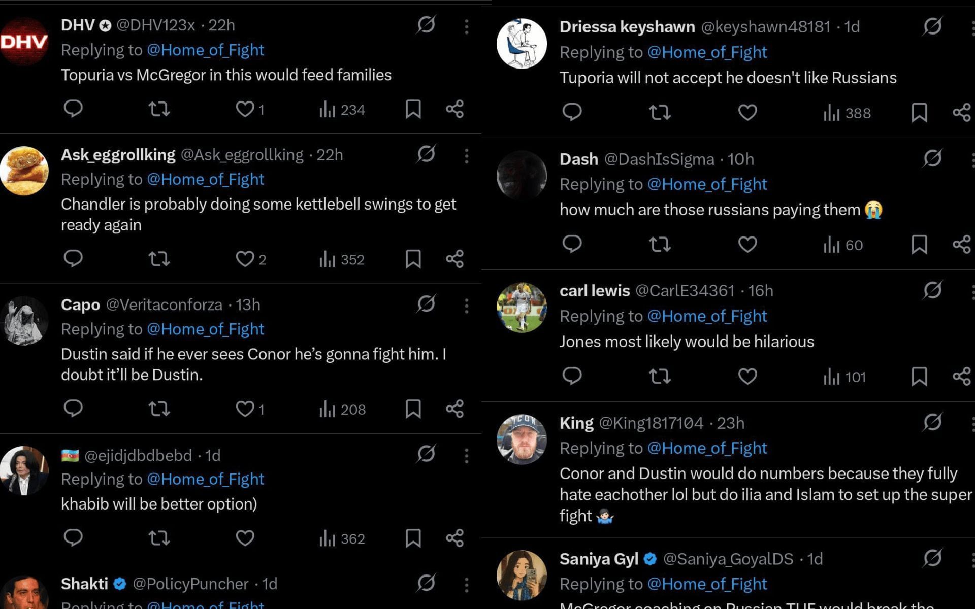 Fans&#039; reaction. [Screenshots courtesy: @Home_of_Fight on X]