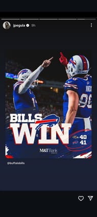 Pegula's second Instagram Story acknowledging the Bills' win over the Ravens (Source: Instagram/jpegula)