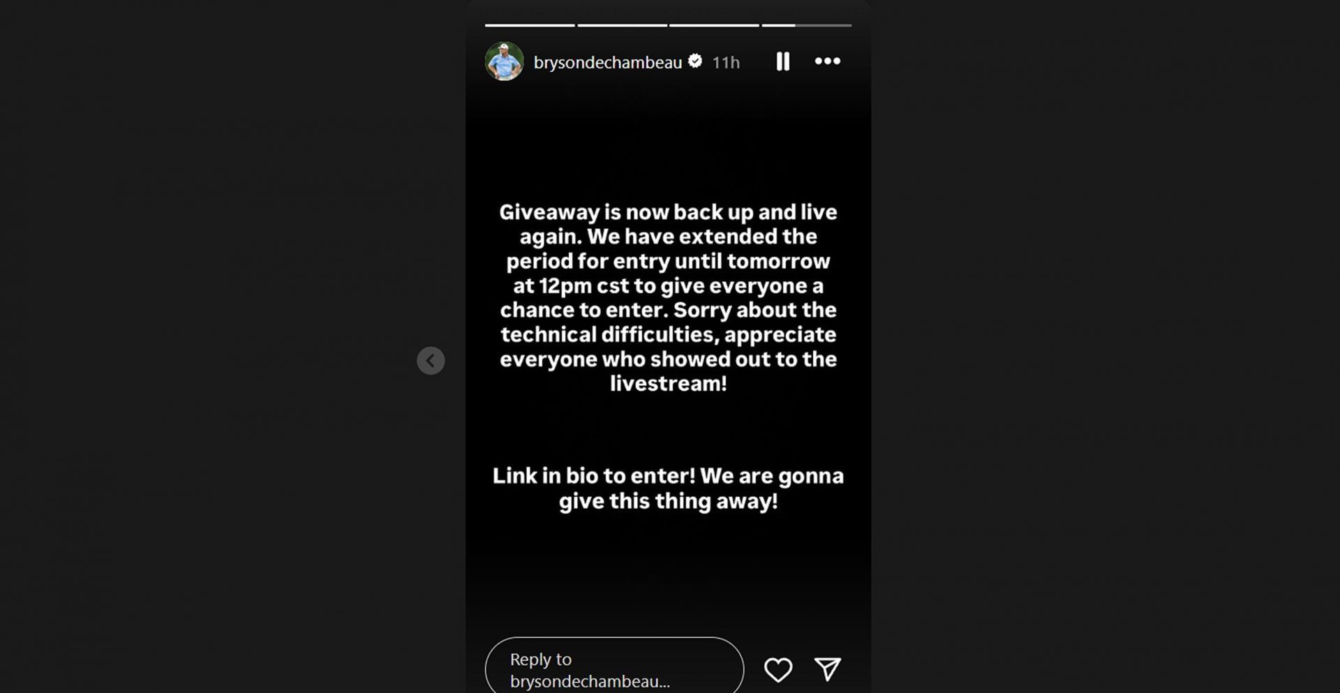 Bryson DeChambeau extends his giveaway period for his fans/@brysondechambeau