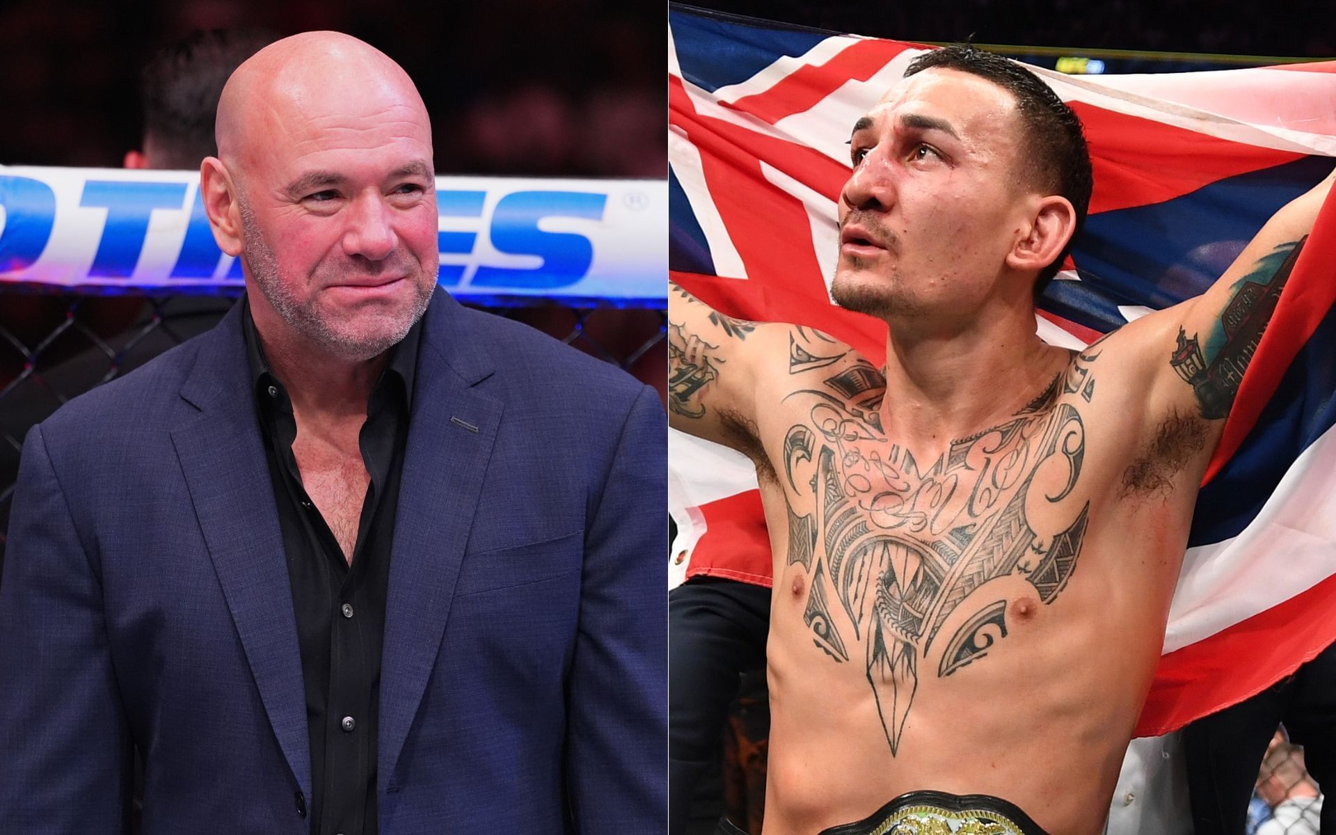 Dana White (left) and Max Holloway (right) recently visited the housing project in Hawaii they helped build. [Images courtesy: Getty Images]