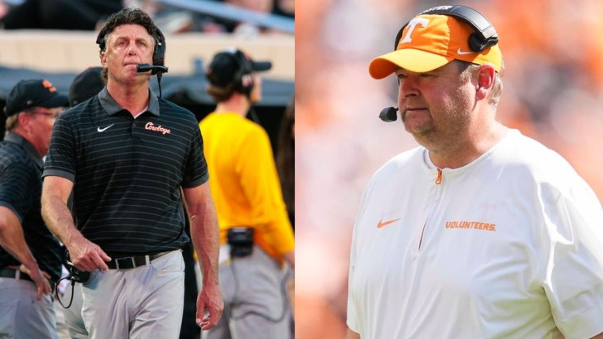 Coach Mike Gundy and coach Josh Heupel