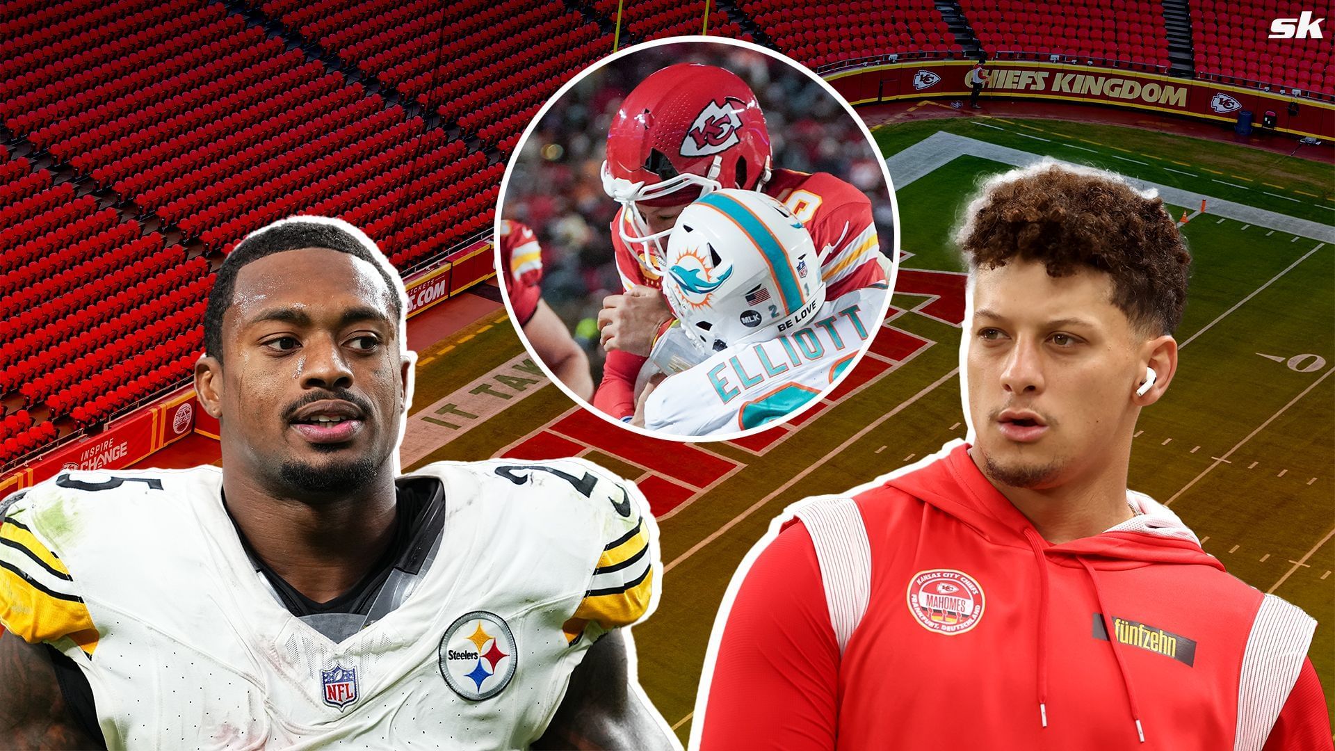 Patrick Mahomes and DeShon Elliott (Credits: Getty)