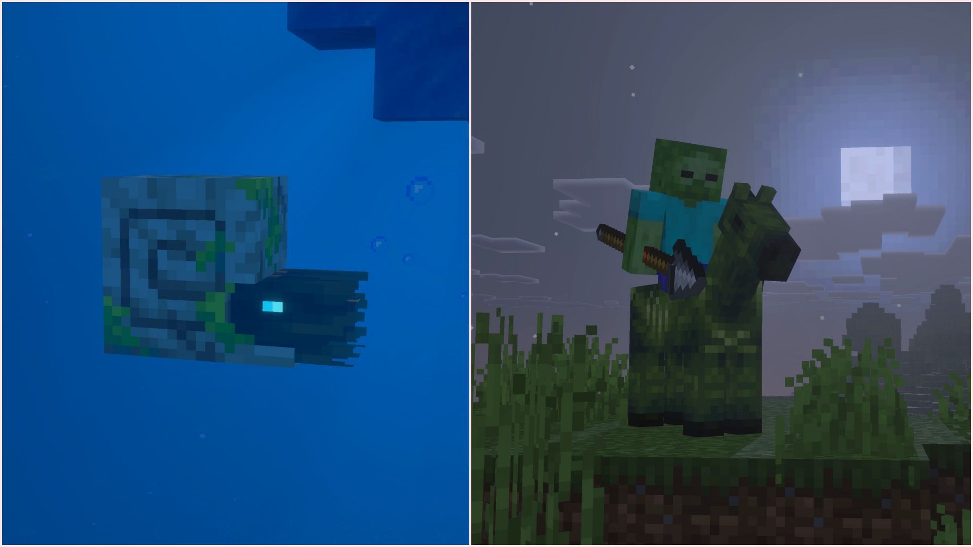 Zombie Nautilus and Zombie Horse (Image via Mojang Studios)