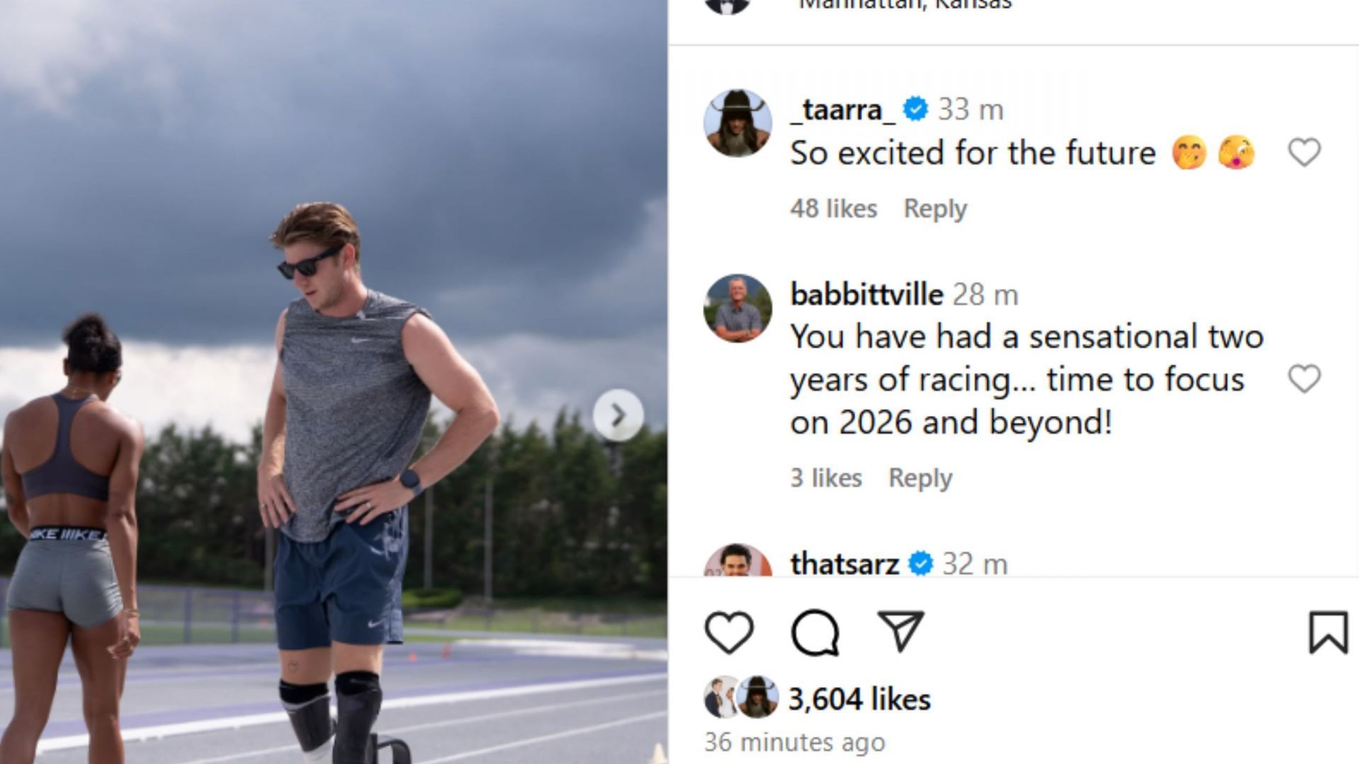 Screenshot of comment (via IG/@hunterwoodhall). 