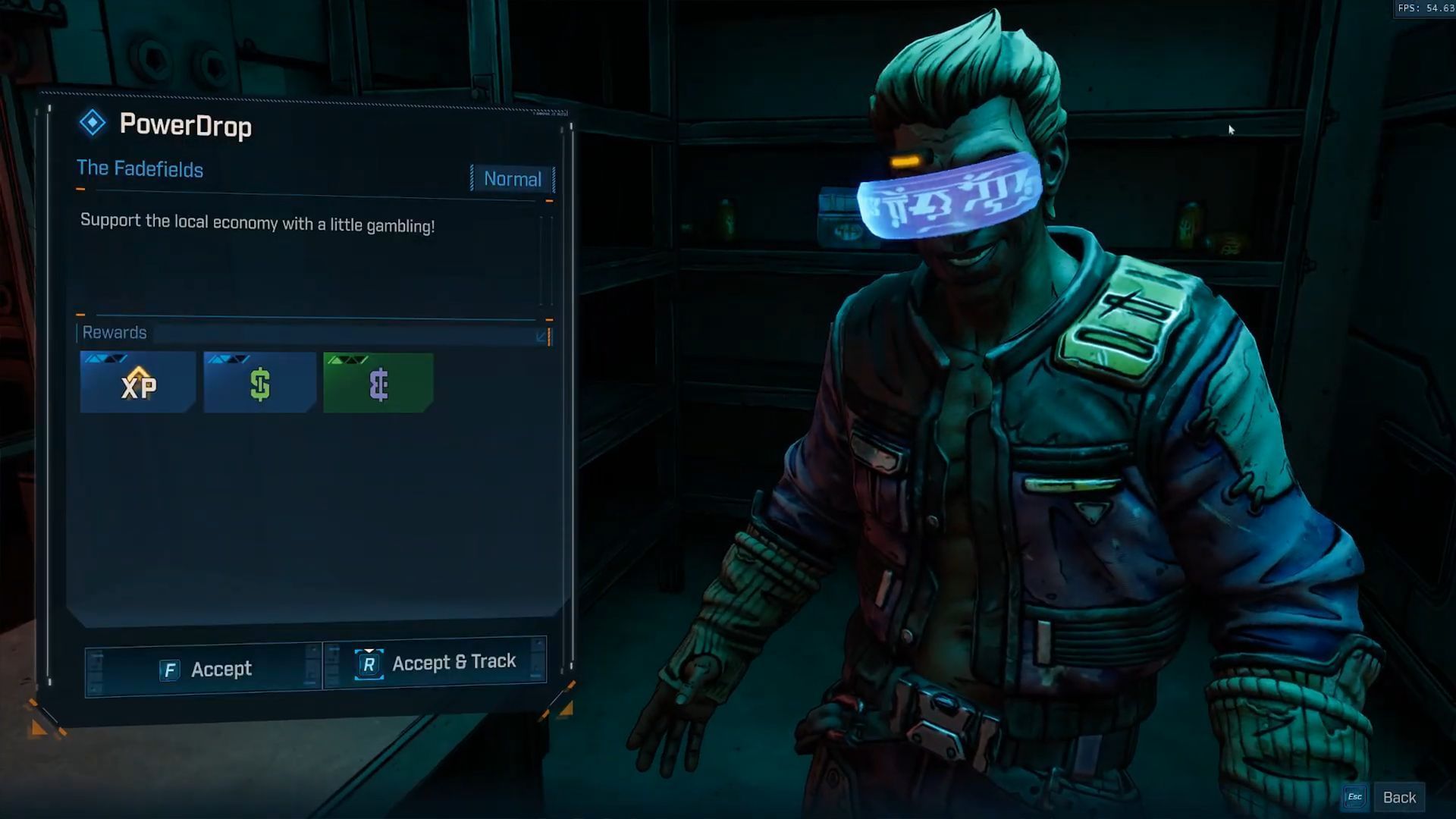 Talk to Monty inside The Launchpad base to begin the PowerDrop side activity (Image via Gearbox Software)