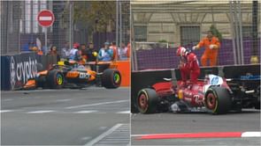 Watch: Oscar Piastri and Charles Leclerc crash out of the F1 Azerbaijan GP qualifying