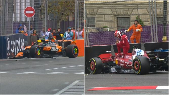 Watch: Oscar Piastri and Charles Leclerc crash out of the F1 Azerbaijan GP qualifying