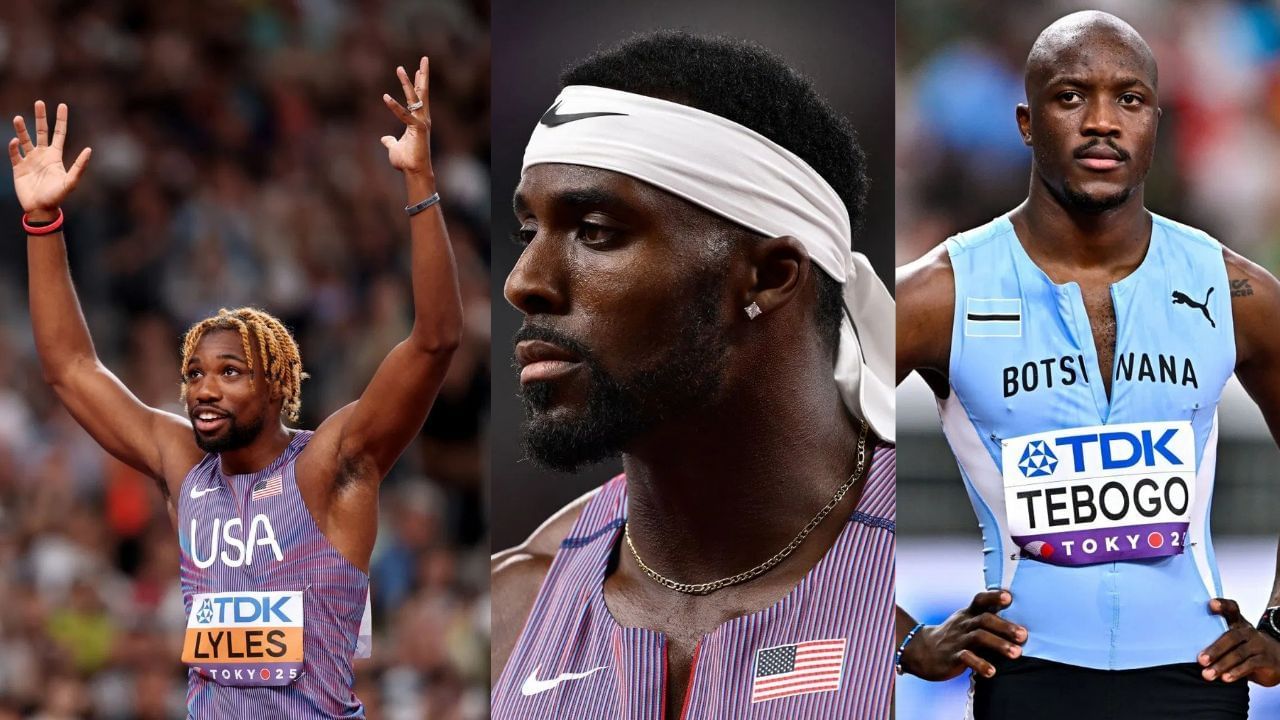Noah Lyles, Kenny Bednarek, and Letsile Tebogo (Image via: All Getty)