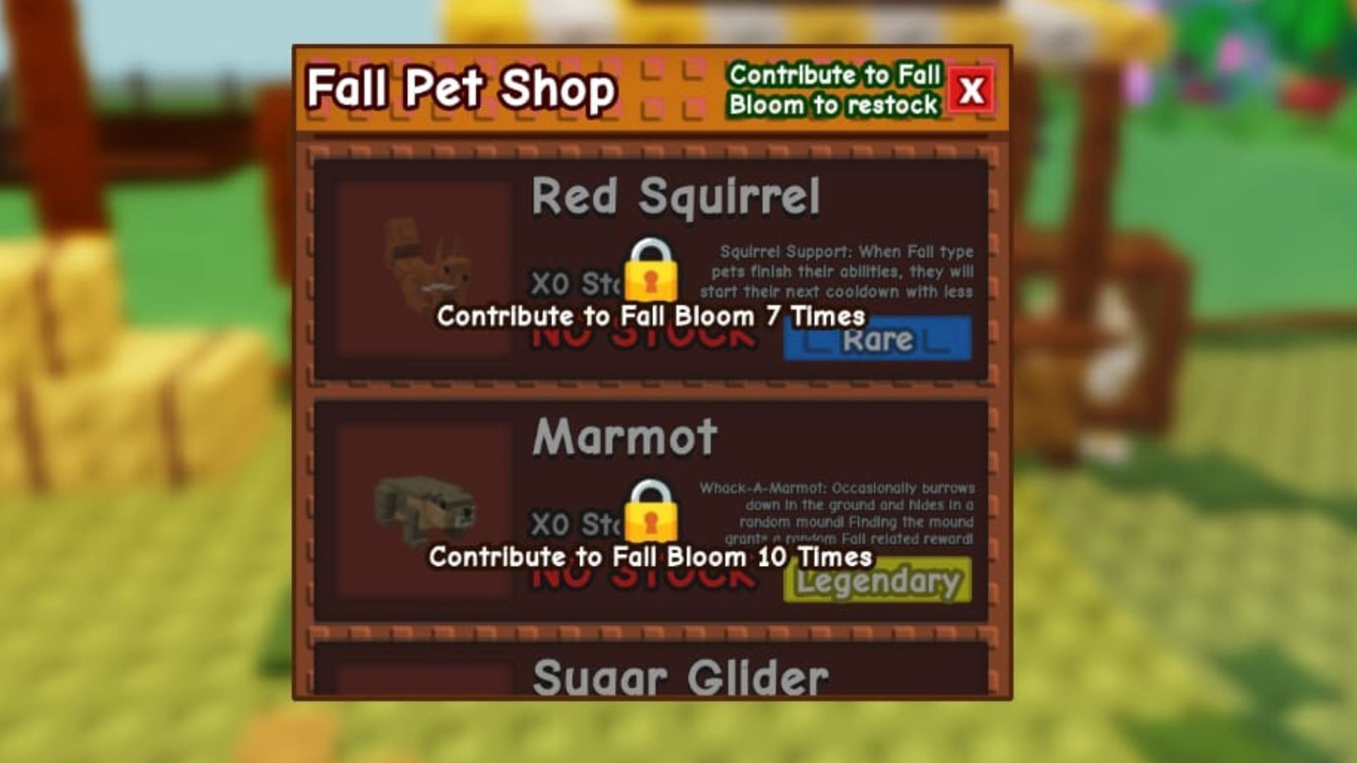 Red Squirrel in the Fall Festival Pets shop (Image via Roblox)