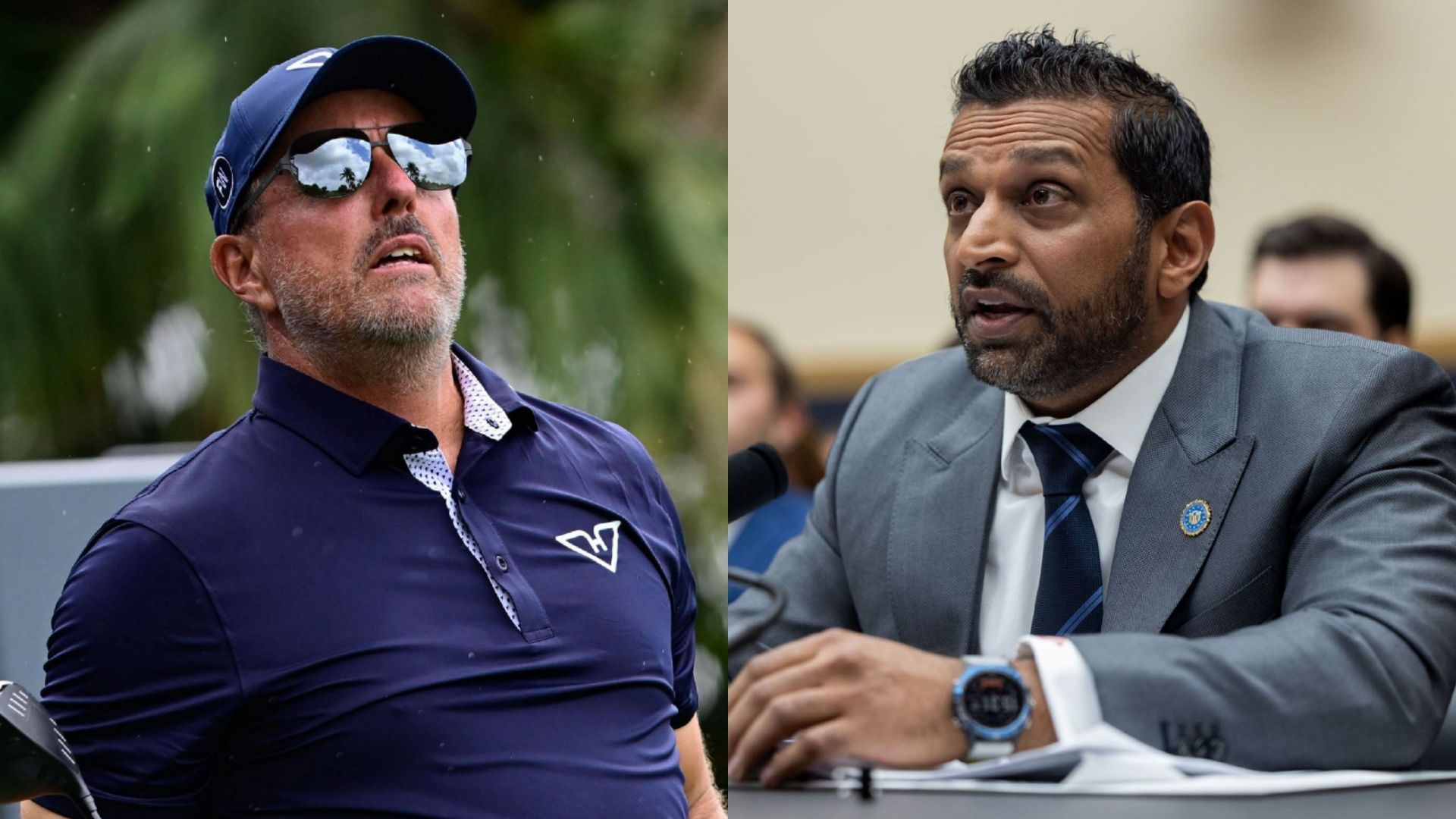 Phil Mickelson (on left) and Kash Patel (on right) / Source: Getty Images 