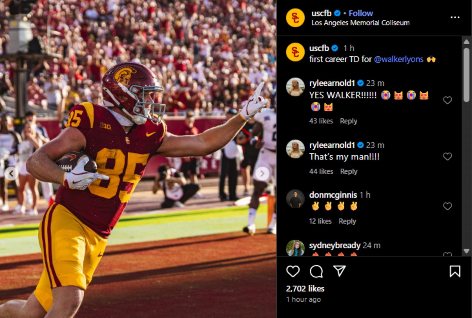 Screenshot of the Instagram post&#039;s comment section.