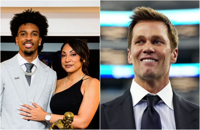 Jayden Daniels' mom shares 4-word message after linking up with Tom Brady during Commanders' season opener vs Giants
